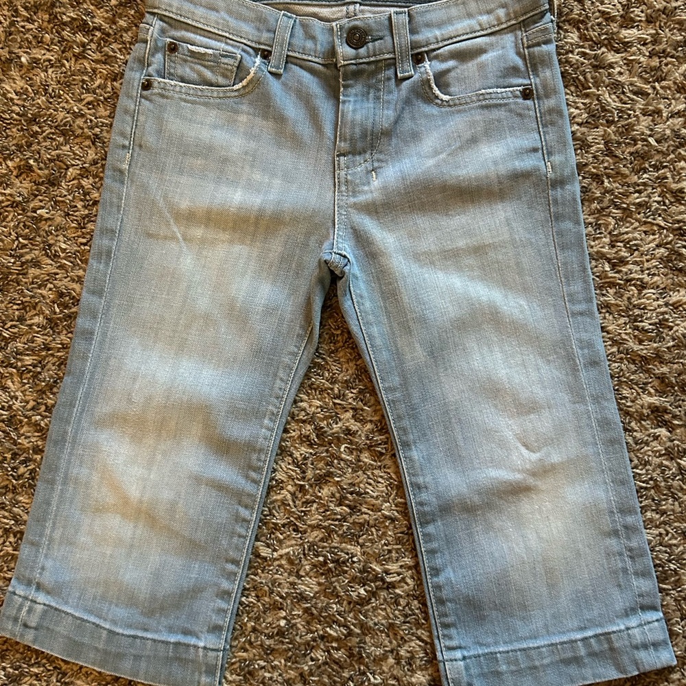 7 For All Mankind Kids Light Blue Dojo Cropped Jeans